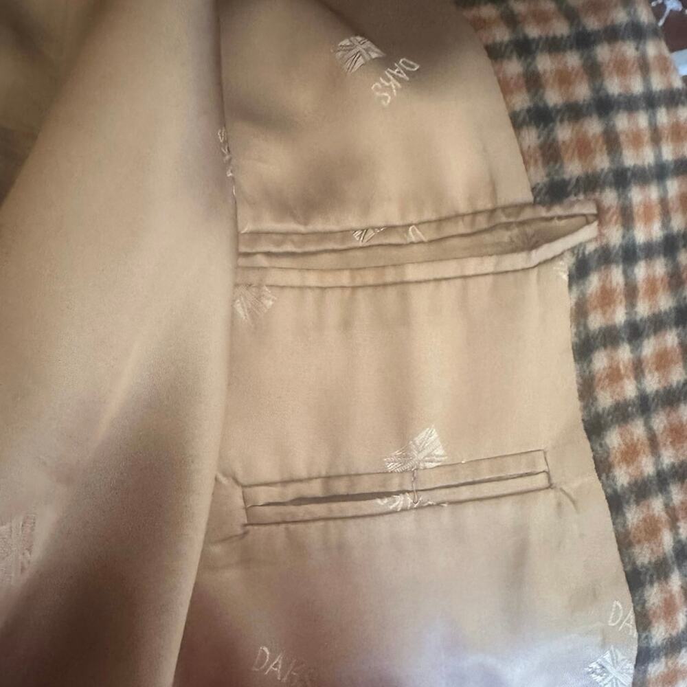 DAKS London Wool Check Men’s Blazer Brown Plaid Vintage Sport Coat 42R - Picture 8 of 9